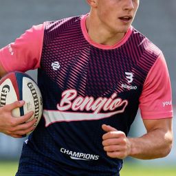 Maglia da rugby personalizzata sublimata rosa e blu